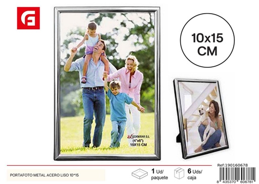 [190160678] Portafoto metal acero liso 10 x 15 cm - Portafotos decorativo