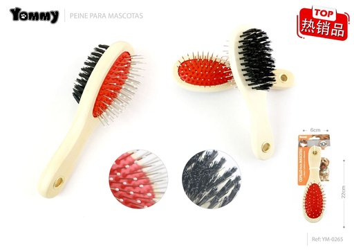 [YM0265] Cepillo doble de madera para mascotas 22*6 cm - Accesorios para el cuidado de mascotas