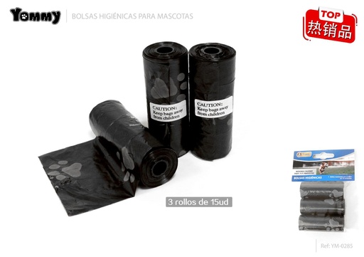 [YM0285] Bolsa de excrementos para perros con huella negra 3*15 - Accesorios para mascotas