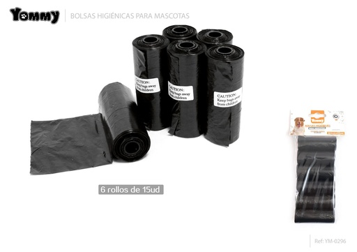 [YM0296]  Bolsa de excrementos negras 6*15 cm - Accesorios para mascotas