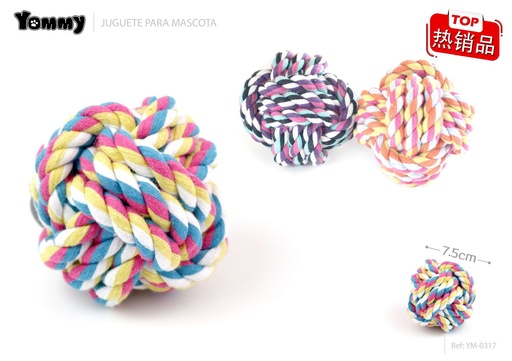 [YM0317] Juguete bola nudo de algodón de 7.5 cm - Juguetes para mascotas