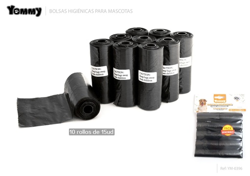 [YM0396] Bolsa de excrementos negras 10x15cm - Accesorios para mascotas