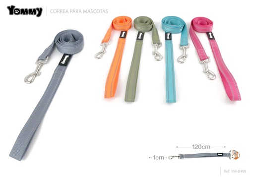 [YM0498] Correa reflectante de doble cinta 1.0 x 120 cm - Accesorios para mascotas