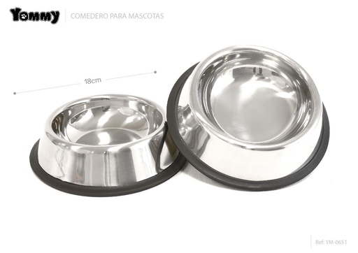[YM0651] Comedero perro gato acero inoxidable 18cm - Accesorios de mascotas