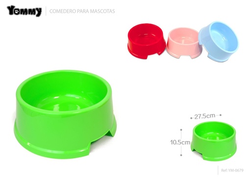 [YM0679] Comedero redondo para perros de plástico 10.5x27.5cm - Accesorios para mascotas