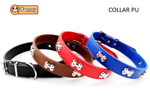 [YM0813] Collar hueso PU 1.5cmx37cm para mascotas