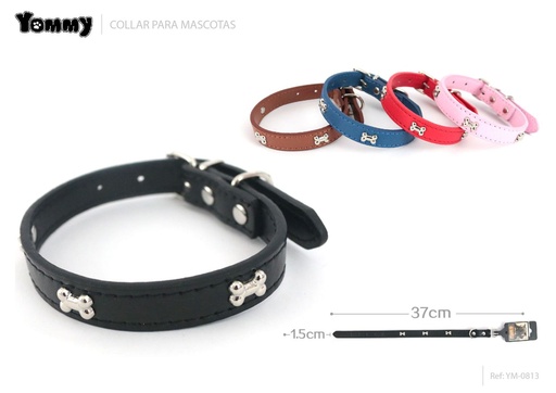 [YM0813] Collar hueso de PU 1.5*35 cm - Artículos para mascotas
