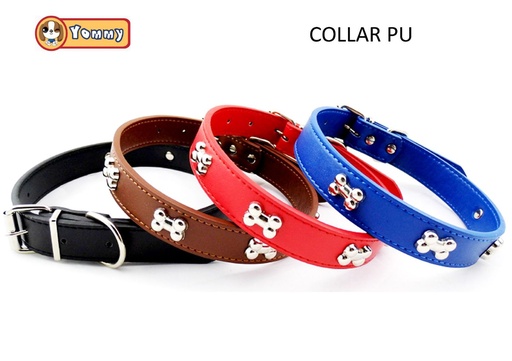 [YM0815] Collar de huesos de PU 2.5cmx56cm para mascotas