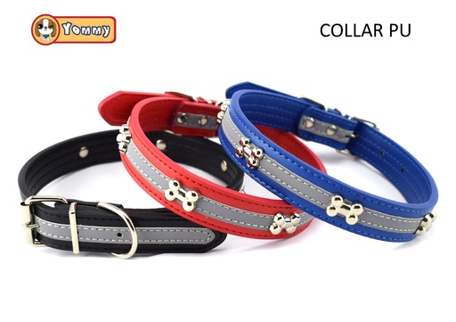 [YM0823] Collar reflectante para perros con diseño de huesos 2x45cm