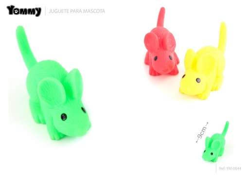 [YM0844] Juguete de vinilo en forma de ratón (9x3.5x3.5 cm) - Juguetes para mascotas