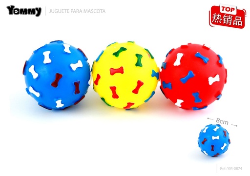 [YM0874] Juguete de vinilo para perros 8cm en forma de hueso