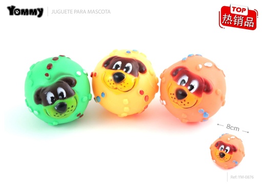 [YM0876] Juguete de vinilo para mascotas, pelota 8.0cm para entretenimiento