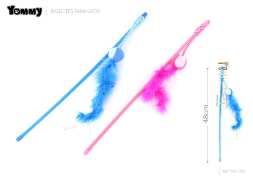 [YM1336] Juguete para gatos con plumas 48cm para juego y diversión