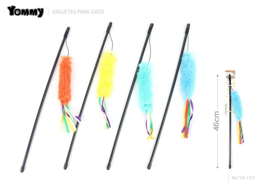 [YM1337] Juguete para gatos con varita para jugar (color aleatorio) 46cm - Productos para mascotas