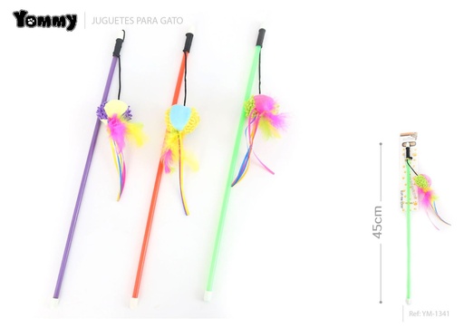 [YM1341] Varita de juguete para gatos con pelotas de colores 45cm