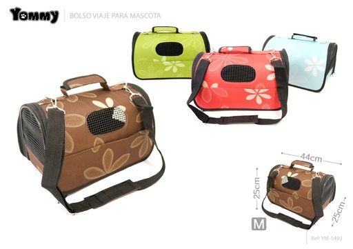 [YM1493] Transportín de viaje mediano con diseño floral 44x25x25cm para mascotas