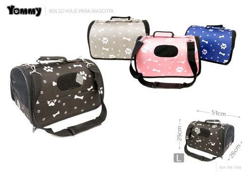 [YM1498] Bolso de viaje para mascotas con estampado de huellas L:51x26x29cm