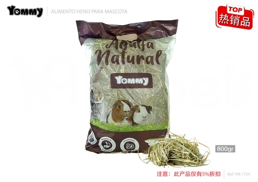 [YM1724] Alimento heno alfalfa 800g para conejos y roedores