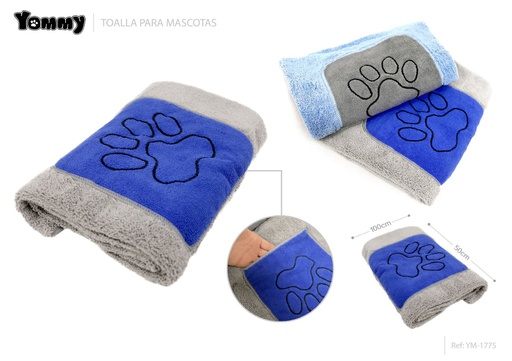 [YM1775] Toalla para mascotas 50x100 cm - Utensilios de baño para mascotas