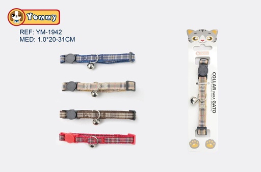 [YM1942] Collar ajustable para gato 1.0 x (20-31)cm con diseño de gatitos