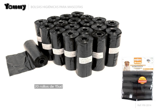 [YM2014] Bolsas de excrementos negras 20x15 cm - Accesorios para mascotas