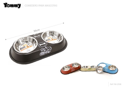 [YM2508] Comedero de acero inoxidable 36cm - Accesorios para mascotas