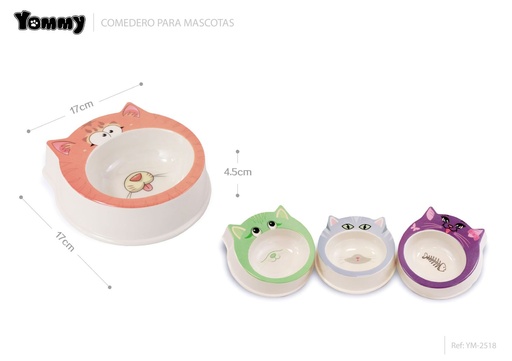 [YM2518] Comedero para mascotas de PVC 17*17*4.5 cm - Accesorios para mascotas