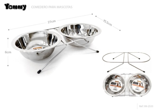 [YM2533] Comedero dual para mascotas 27x15.5x6cm