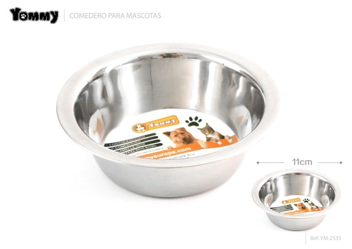 [YM2535]  Comedero de acero inoxidable 11 cm - Accesorios para mascotas