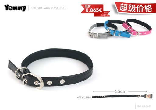 [YM2623] Collar de PU con forro de neopreno (clip) 1.9*55cm - Productos para mascotas