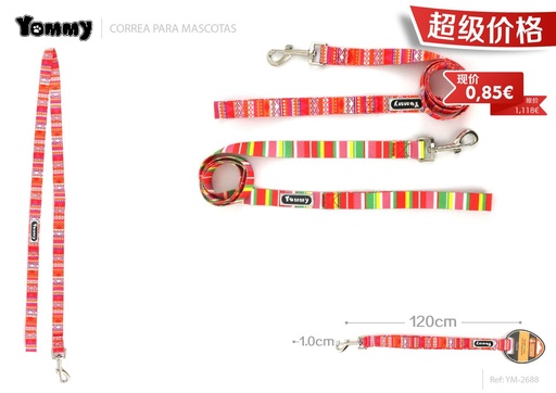 [YM2688] Correa arco iris 1.0*120cm - Accesorios para mascotas
