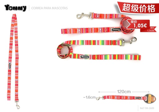 [YM2689] Correa para mascotas diseño arco iris 1.6x120cm para perros