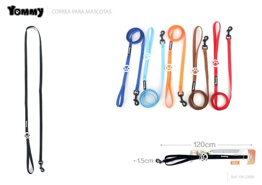 [YM2698] CORREA EXTENSIBLE HUELLA 1.5x120 cm - Accesorios para mascotas