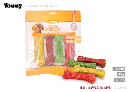 [YM2769] Alimento para mascotas hueso 11.50cm 45g paquete de 4 piezas