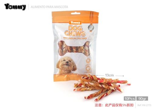 [YM2773] Alimento palillo para perro 13cm 9-11mm 10 piezas para mascotas