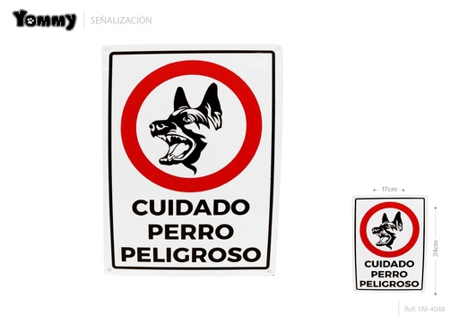 [YM4048] Señal Cuidado con el perro 17*24cm - Avisos de seguridad
