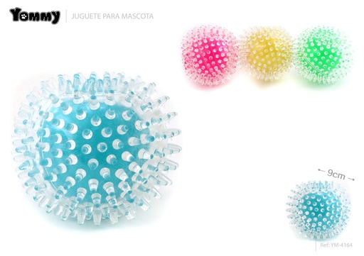 [YM4164] Juguete de goma transparente para mascotas de 9cm de diámetro