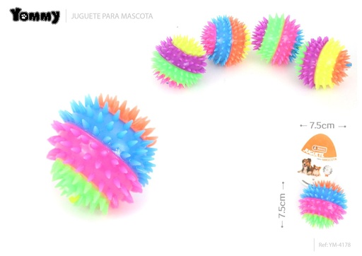 [YM4178] Juguete de caucho con luz LED multicolor 7.5cm para mascotas