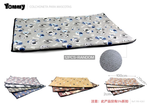 [YM4261] Colchoneta para mascota ribeteada fibra 70*100*2cm 12 unidades para comodidad de mascotas