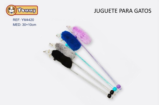 [YM4420] Juguete para gato varilla con plumas 30cm+10cm para mascotas