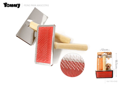 [YM4568] Cepillo de madera para mascotas 18.5*12 cm - Accesorio de cuidado