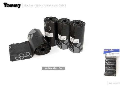 [YM4613] Bolsa de excrementos biodegradable negra perfumada - Accesorios para mascotas