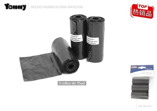 [YM4617] Bolsa para excrementos grande negra 3x15 para residuos de mascotas