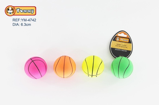 [YM4742] Juguete de goma baloncesto fluorescente 6.3cm para mascotas