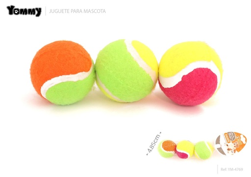[YM4769] Juguete goma 3 unidades mixtas 4.85cm - Accesorios para mascotas