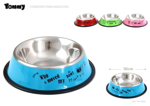 [YM4960] Cuenco de acero inoxidable multicolor 30 cm - Productos para mascotas