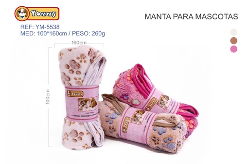 [YM5538] Manta de franela para mascotas 100x160 cm - Accesorios para mascotas