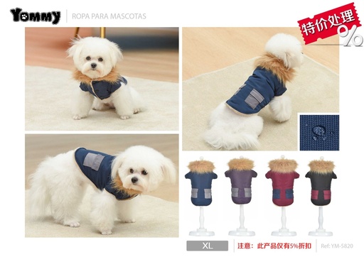 [YM5820] Ropa anorak con cuello XL - Ropa para mascotas