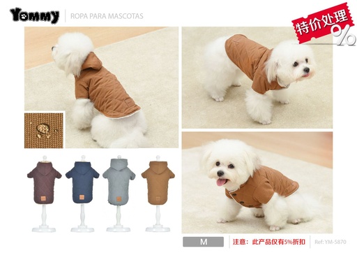 [YM5870] Ropa anorak de algodón con capucha para mascotas M - Abrigo para mascotas