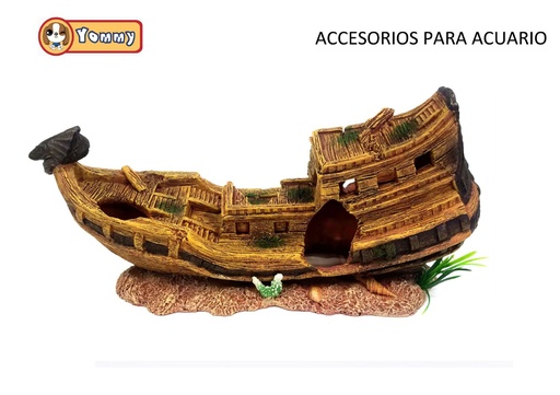 [YM6009] Adorno para acuario barco de resina 23x8x15cm